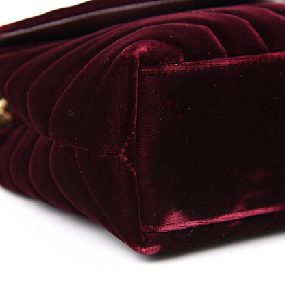 Saint Laurent Velvet Y Quilted Monogram Small Loulou Chain Satchel Burgundy 8 of 12