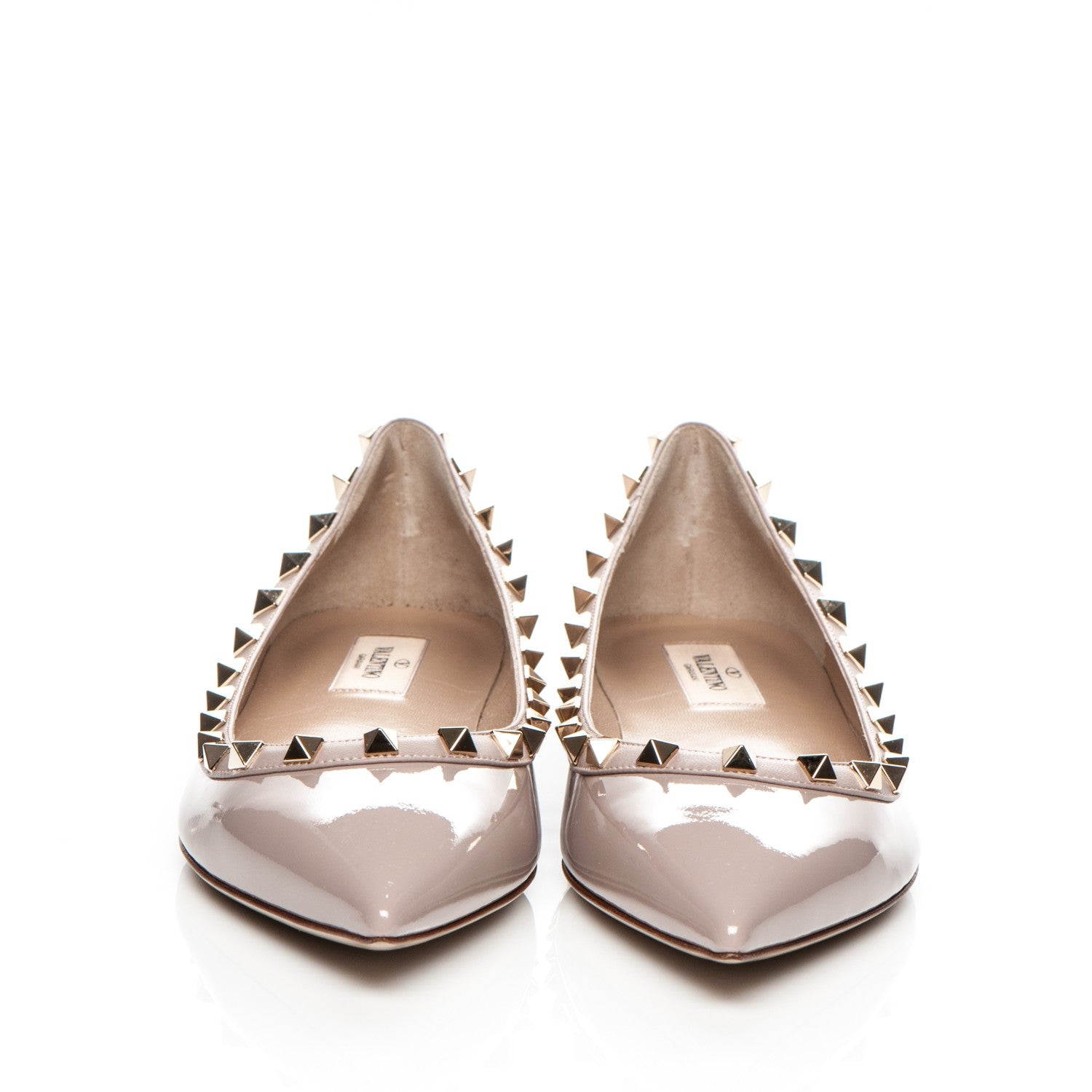 Valentino Garavani Patent Rockstud Ballerina Flats 39.5 Poudre 2 of 7