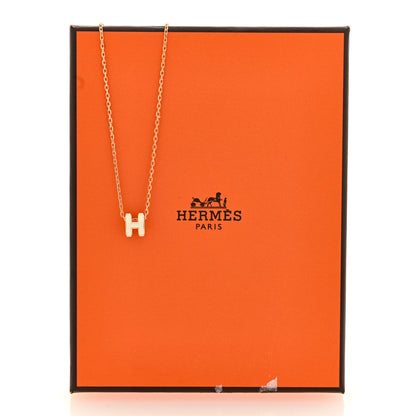 Hermes Lacquered Rose Gold Mini Pop H Pendant Necklace White 4 of 6