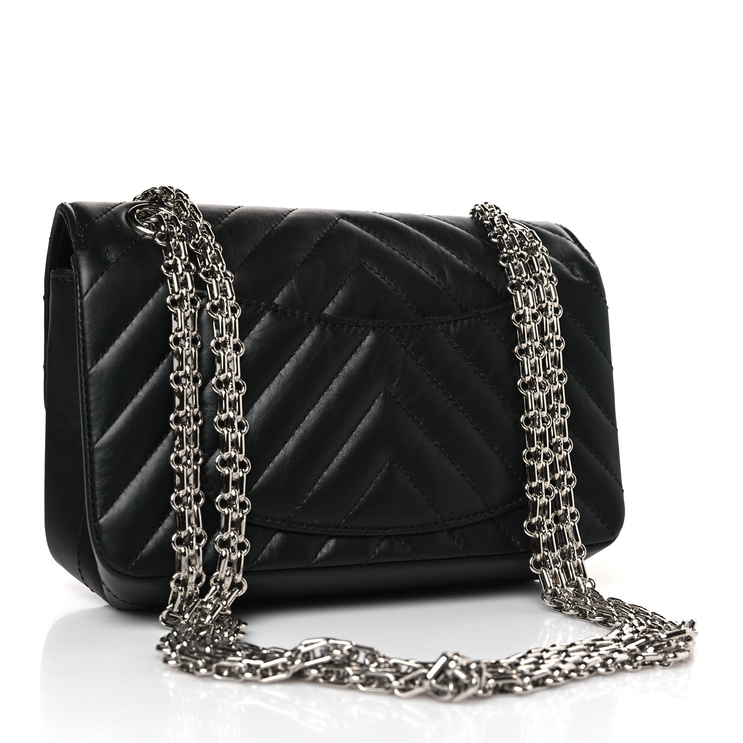 Chanel Aged Calfskin Chevron Quilted 2.55 Reissue Mini Flap Black 3 of 9