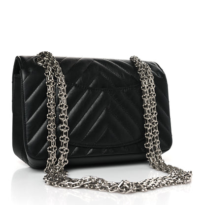 Chanel Aged Calfskin Chevron Quilted 2.55 Reissue Mini Flap Black 3 of 9