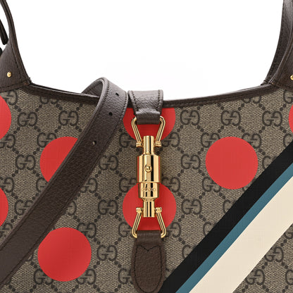 Gucci GG Supreme Monogram Geometric Textured Dollar Calfskin Web Small Jackie 1961 Hobo 8 of 13