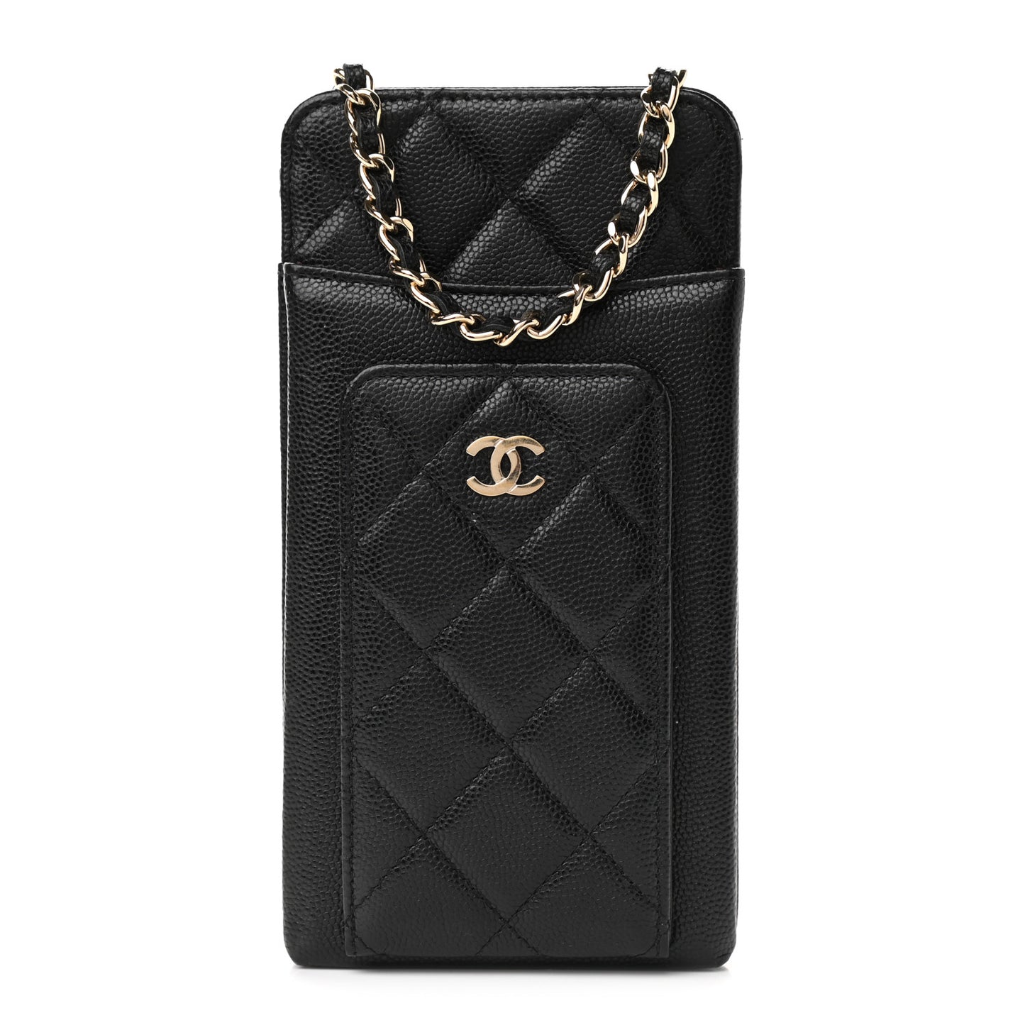Caviar Quilted CC Phone Holder Black