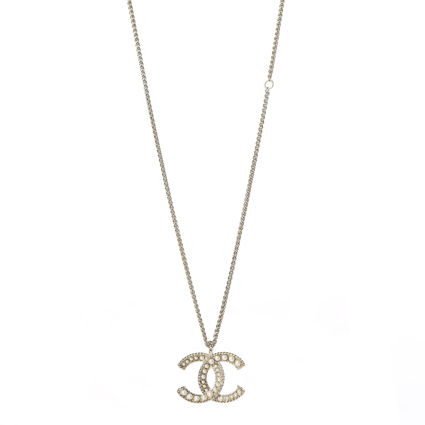 Pearl CC Pendant Necklace Gold