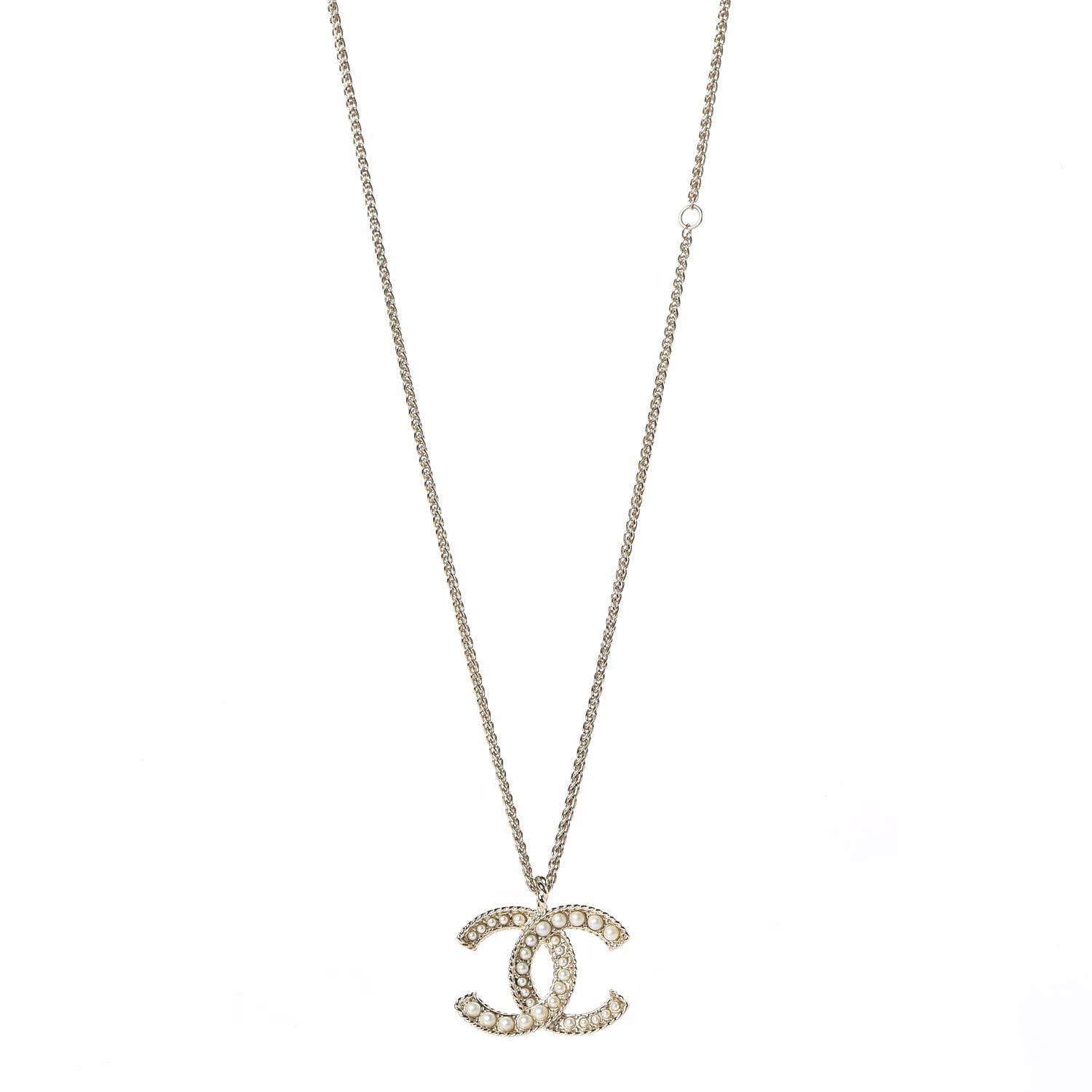 Chanel Pearl CC Pendant Necklace Gold 1 of 6