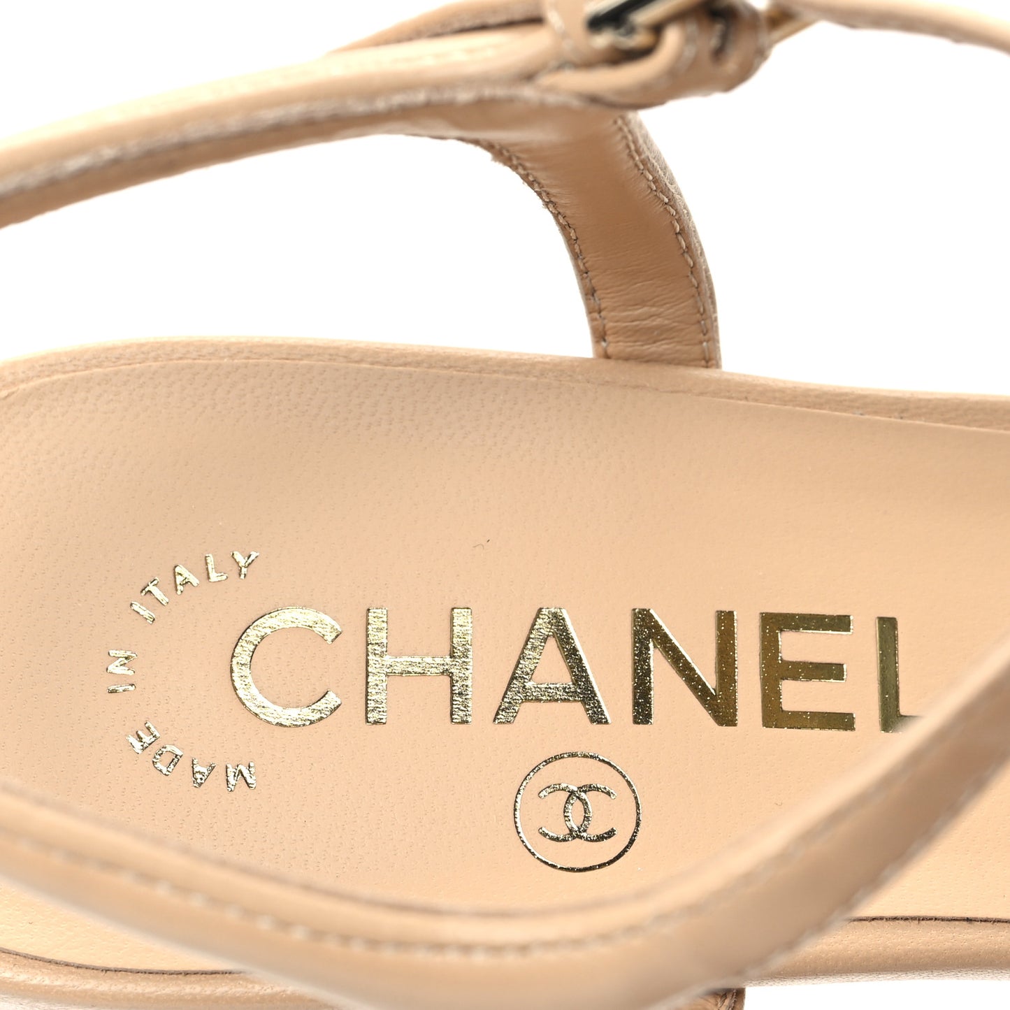 Lambskin Logo Platform Sandals 39.5 Beige