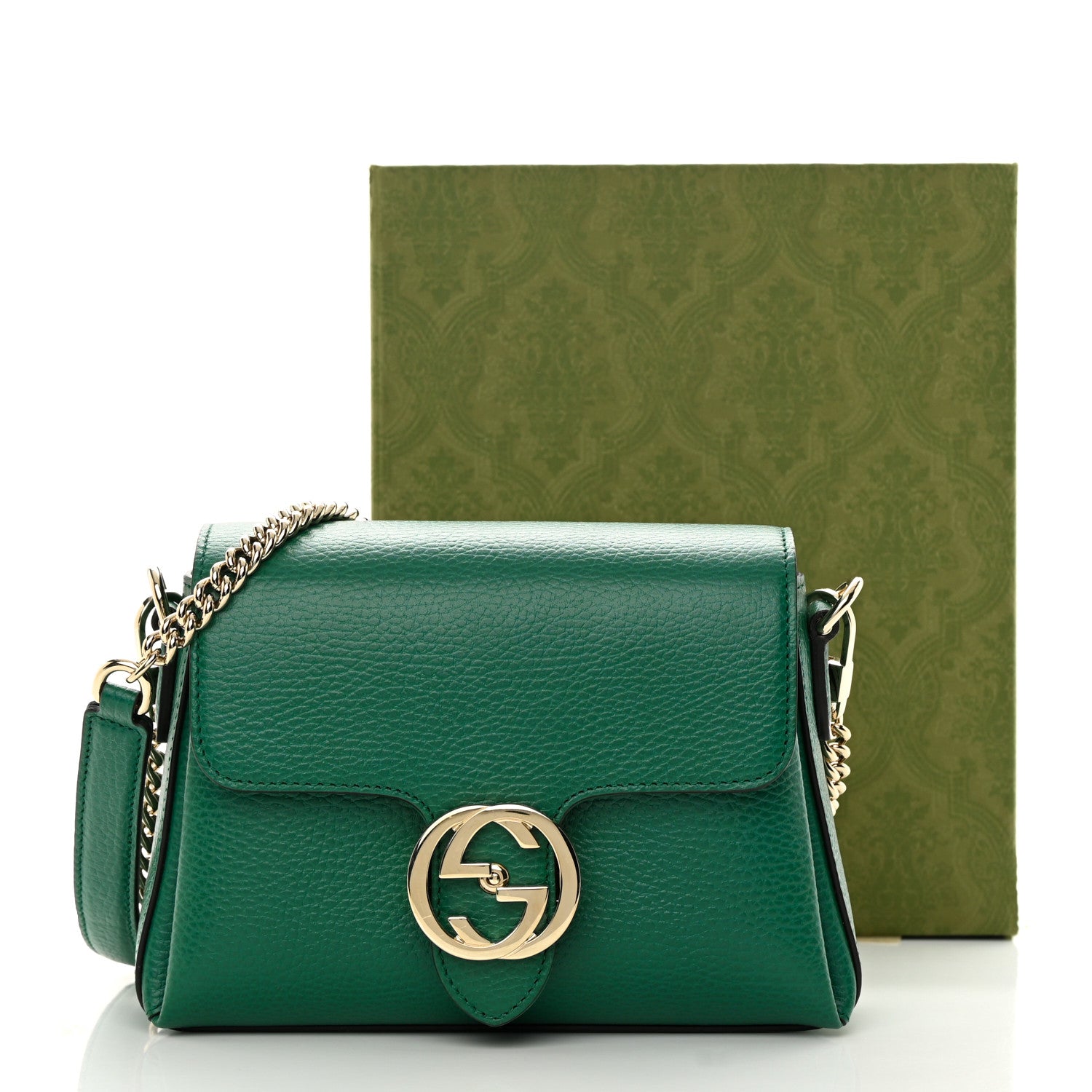 Gucci Dollar Calfskin Interlocking G Crossbody Bag Emerald 12 of 12
