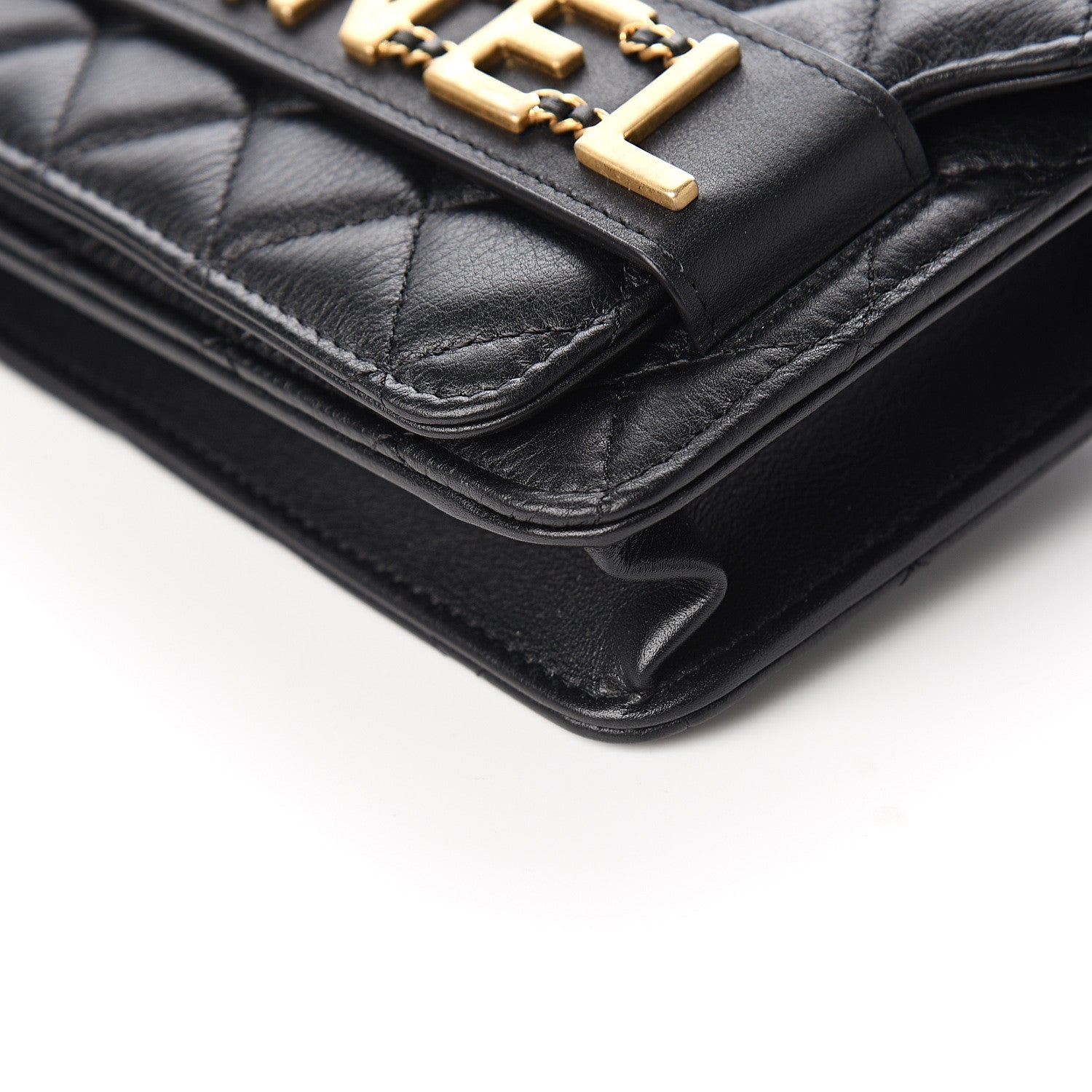 Chanel Calfskin Quilted Logo Wallet On Chain WOC Black 9 of 10