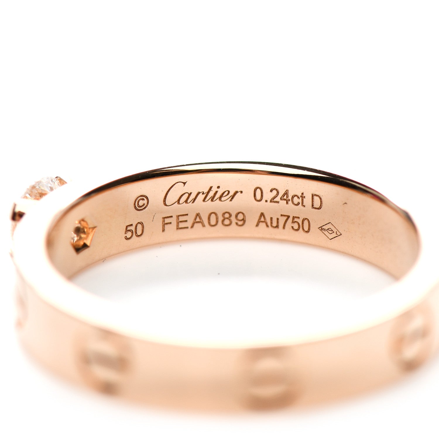 Cartier 18K Pink Gold Diamond .24ct LOVE Solitaire Engagement Ring 50 5.25 4 of 5