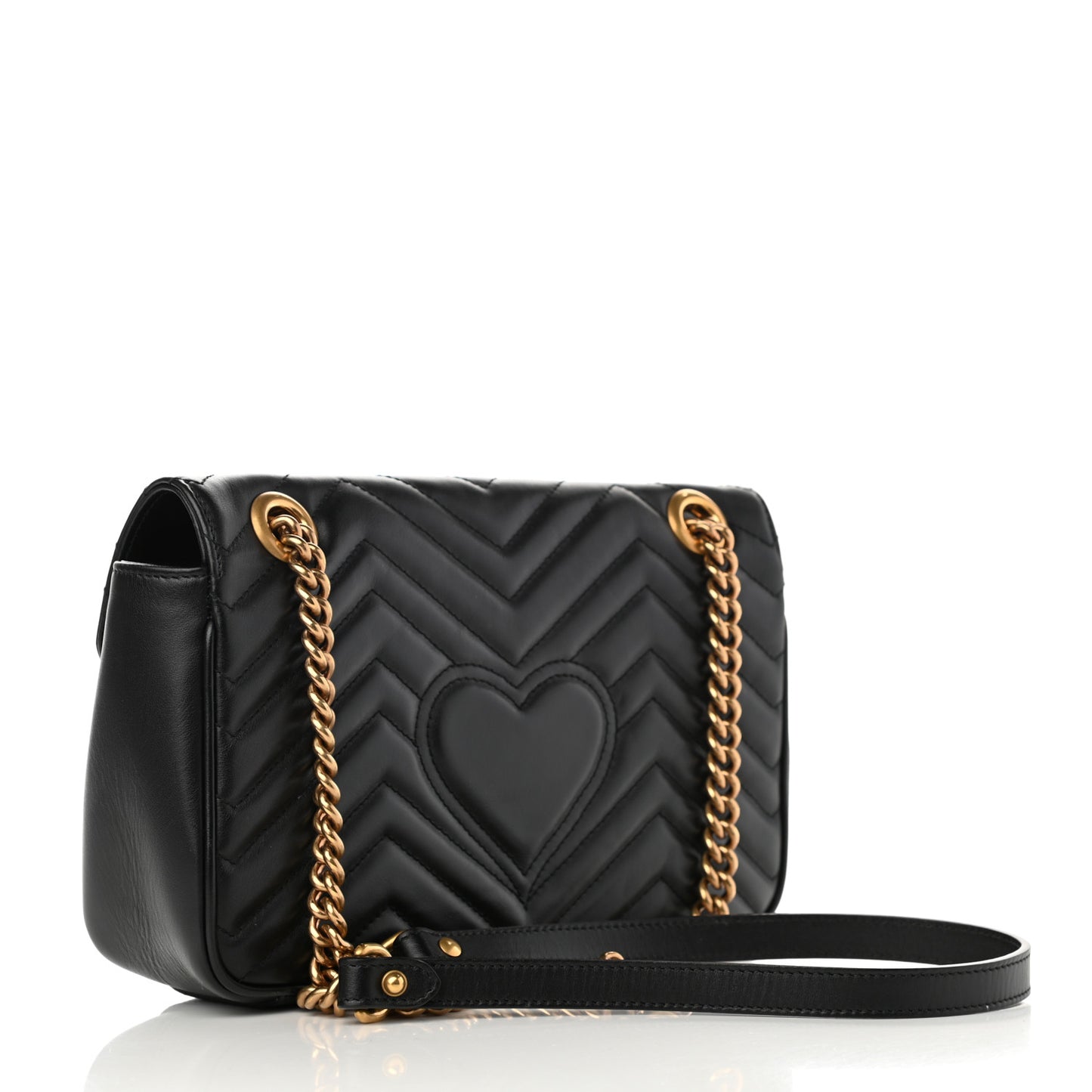 Calfskin Matelasse Small GG Marmont Shoulder Bag Black