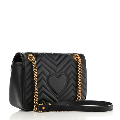 Gucci Calfskin Matelasse Small GG Marmont Shoulder Bag Black 3 of 12