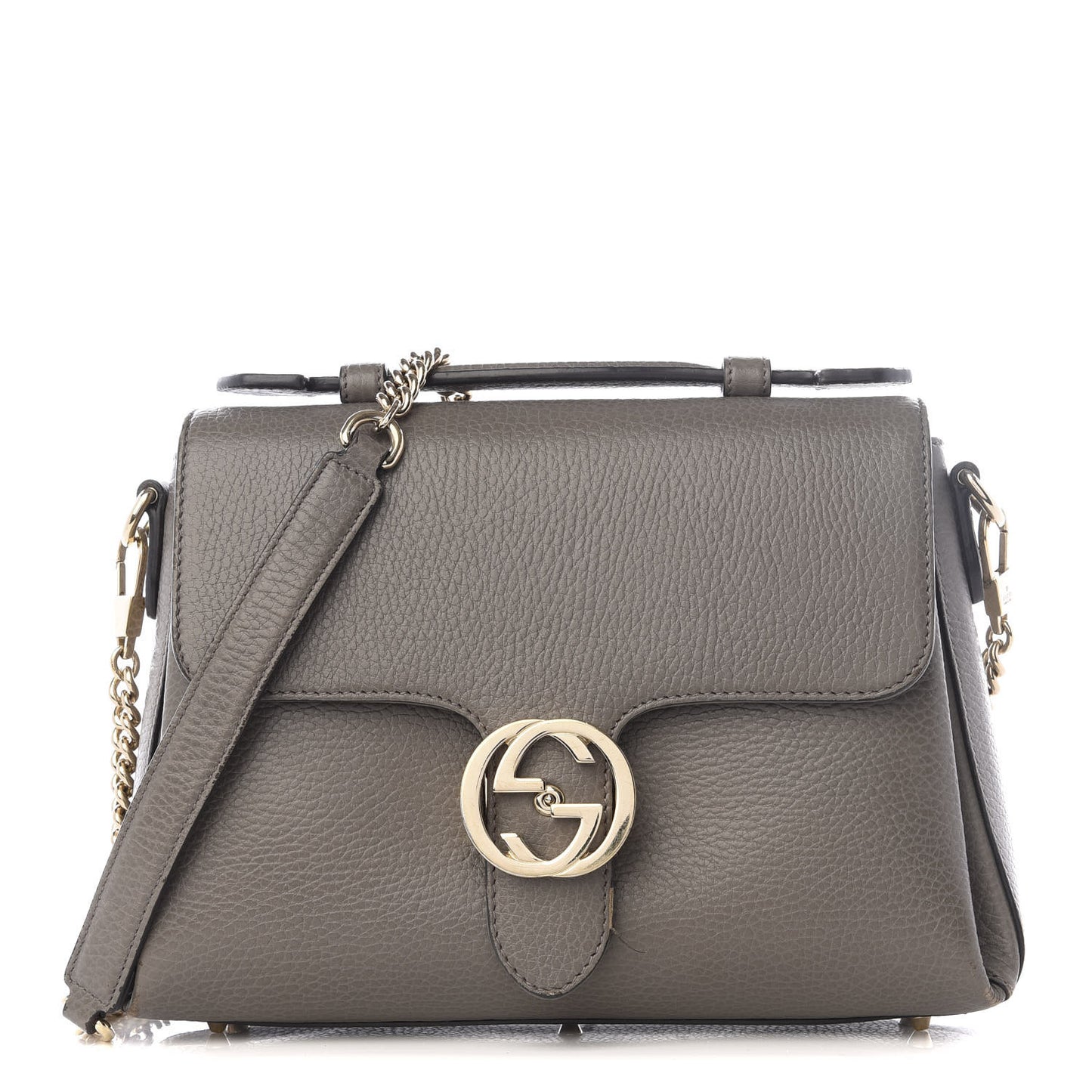 Dollar Calfskin Interlocking G Top Handle Shoulder Bag Loess