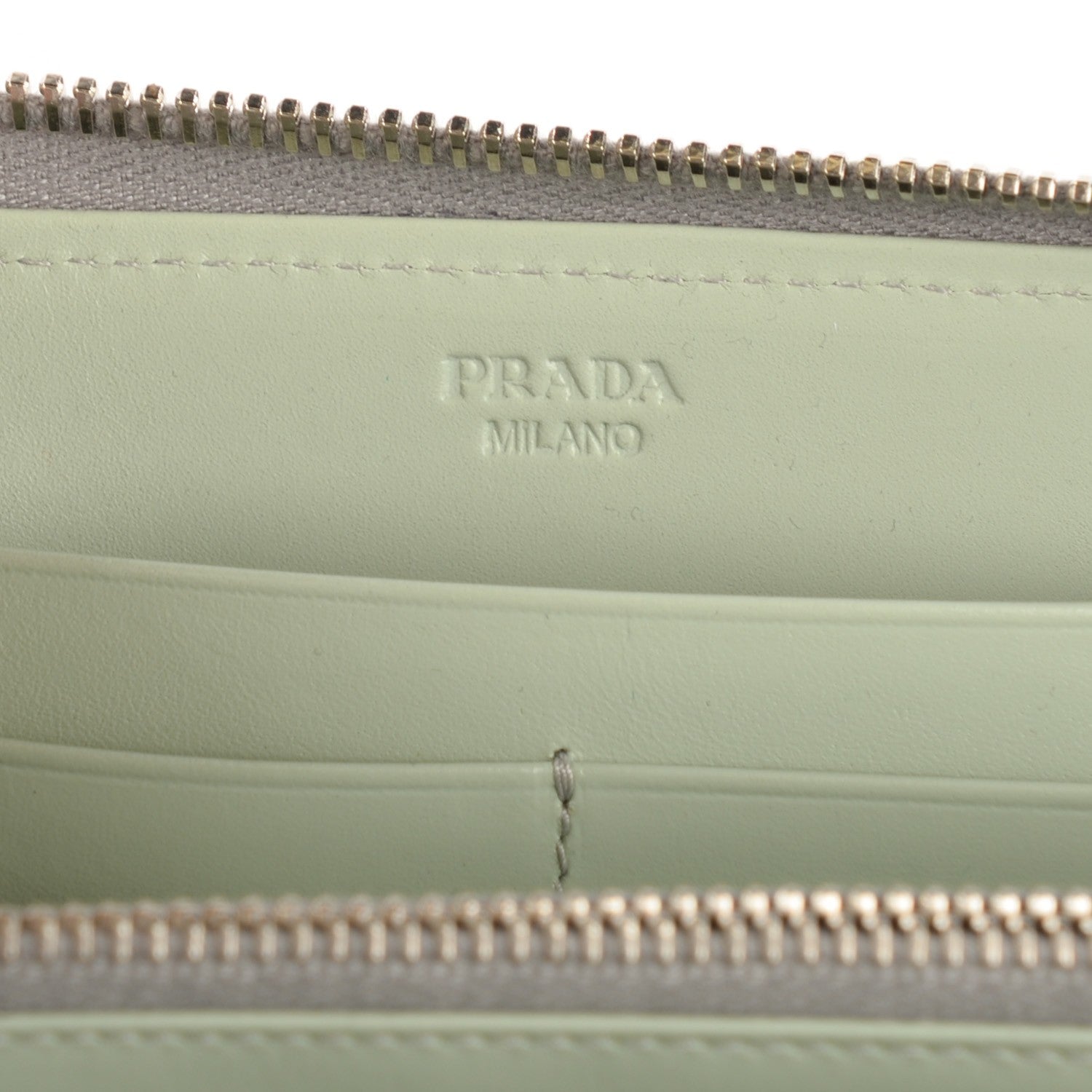 Prada Saffiano Floral Print Metal Zip Around Wallet Acciaio 9 of 10