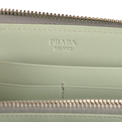 Prada Saffiano Floral Print Metal Zip Around Wallet Acciaio 9 of 10
