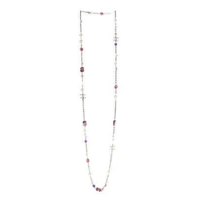 Chanel Pearl CC Beaded Long Necklace Purple 3 of 5