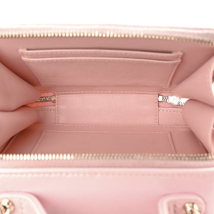 Chanel Glazed Calfskin Quilted Small Top Handle Vanity Case Light Pink 5 of 17