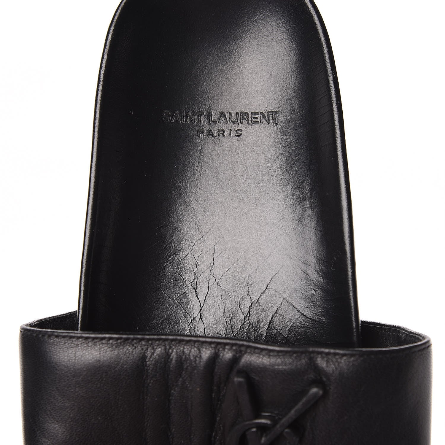 Saint Laurent Lambskin Joan Slide Sandals 39 Black 11 of 14