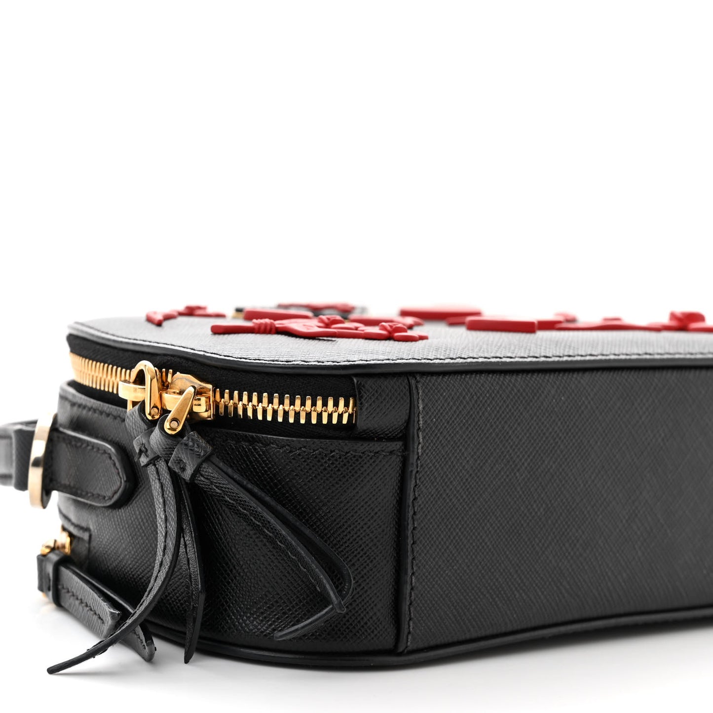 Saffiano Lux Heart & Flower Odette Crossbody Black Red
