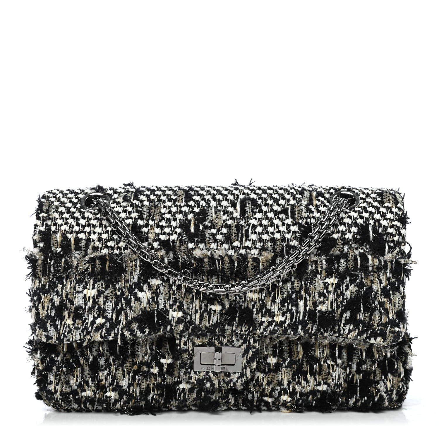 Chanel Tweed 2.55 Reissue 225 Flap Black White 1 of 4