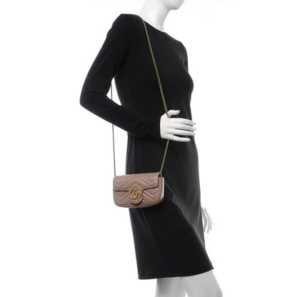 Gucci Calfskin Matelasse Super Mini GG Marmont Shoulder Bag Porcelain Rose 2 of 8