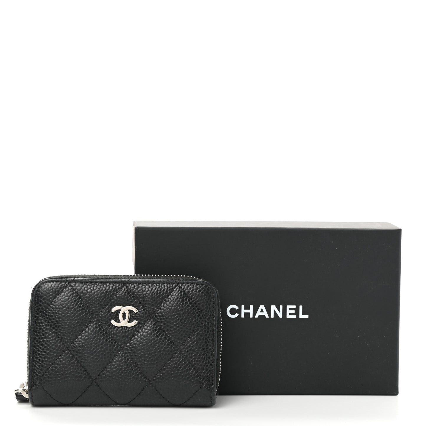 Caviar Quilted Classic Zipped Coin Purse Black