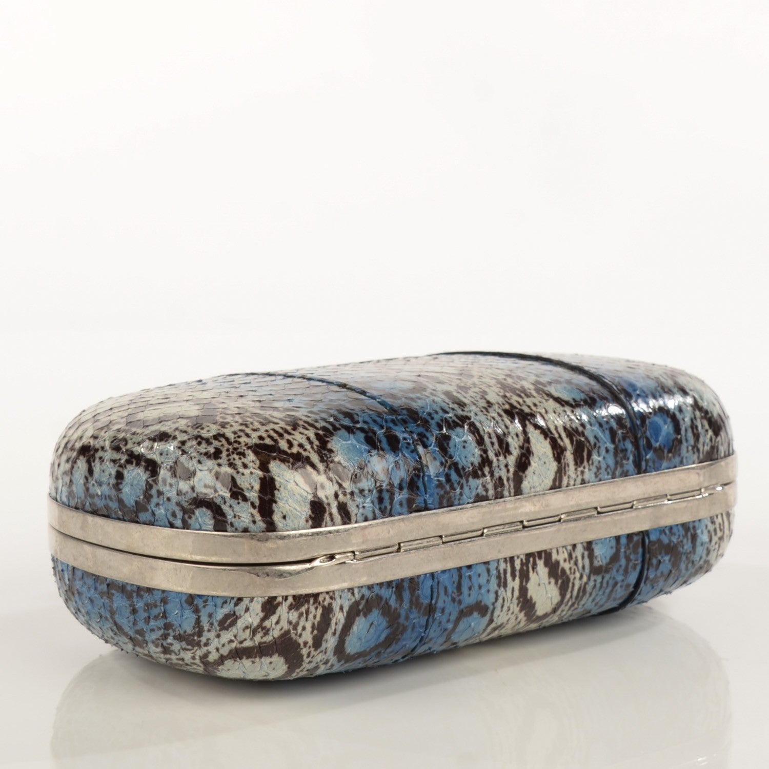 Alexander McQueen Snakeskin Skull Box Clutch Blue 5 of 8
