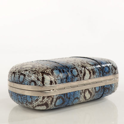 Alexander McQueen Snakeskin Skull Box Clutch Blue 5 of 8