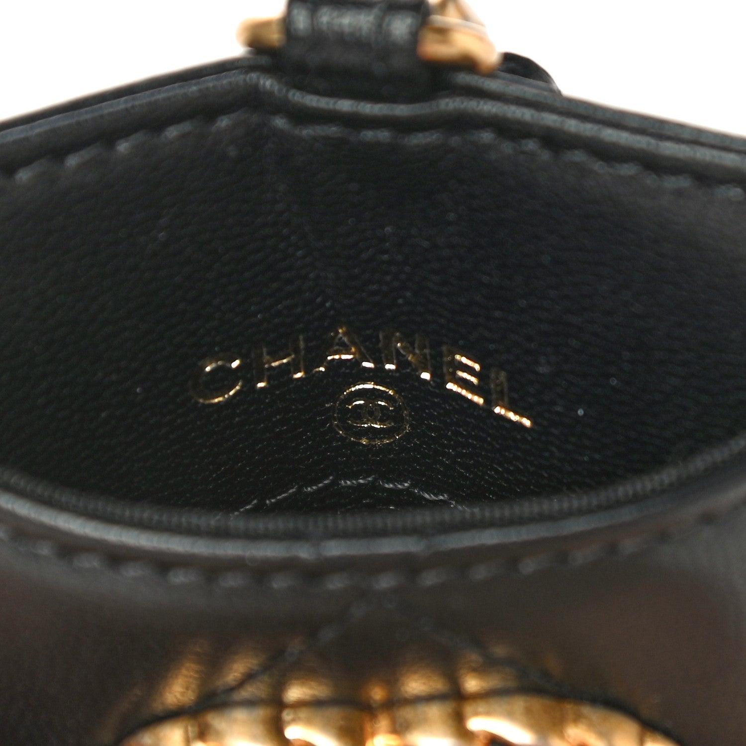 Chanel Shiny Goatskin Quilted Chanel 19 Card Holder On Chain Black 5 of 11