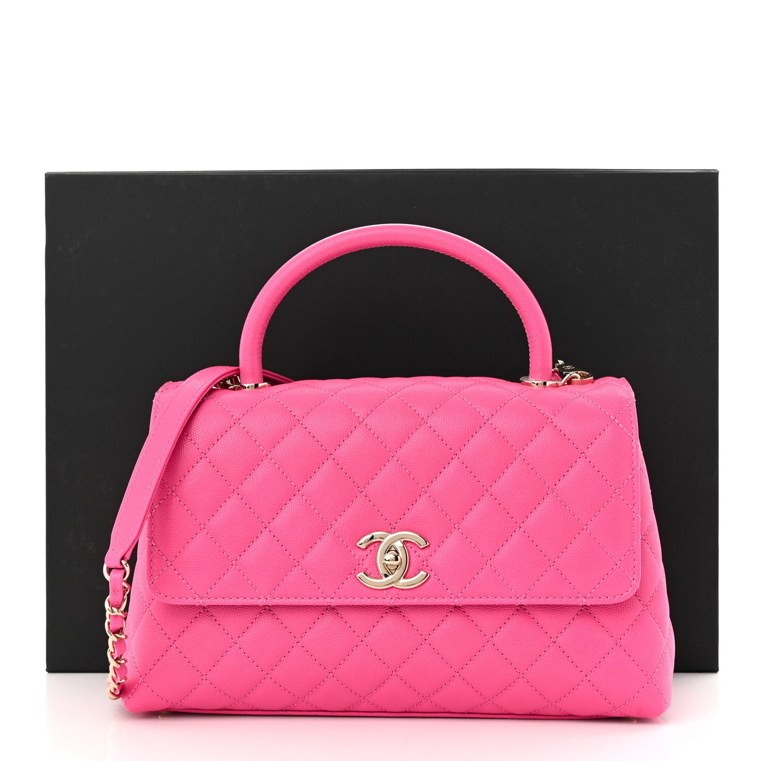 Chanel Caviar Quilted Small Coco Handle Flap Dark Pink 11 of 11