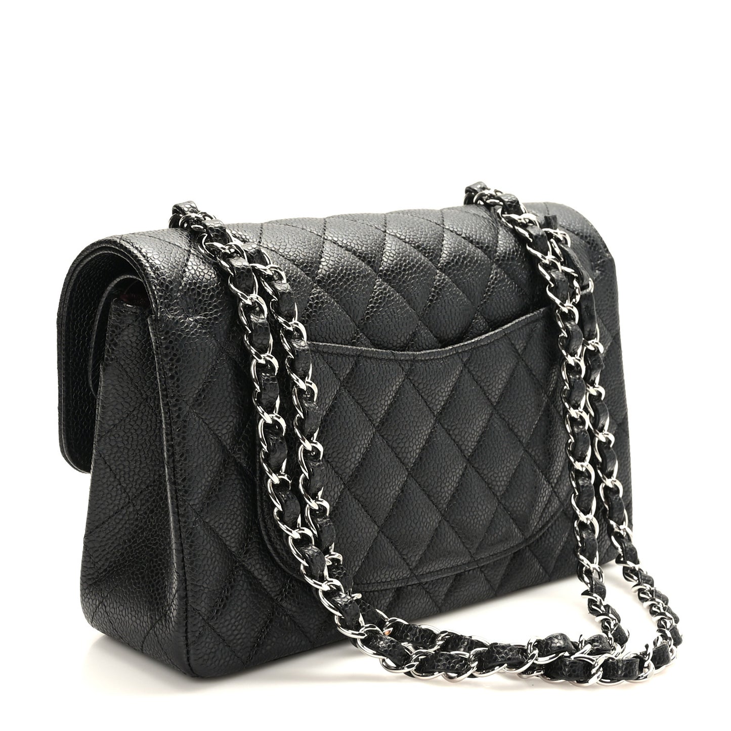 Caviar Quilted Small Double Flap Black