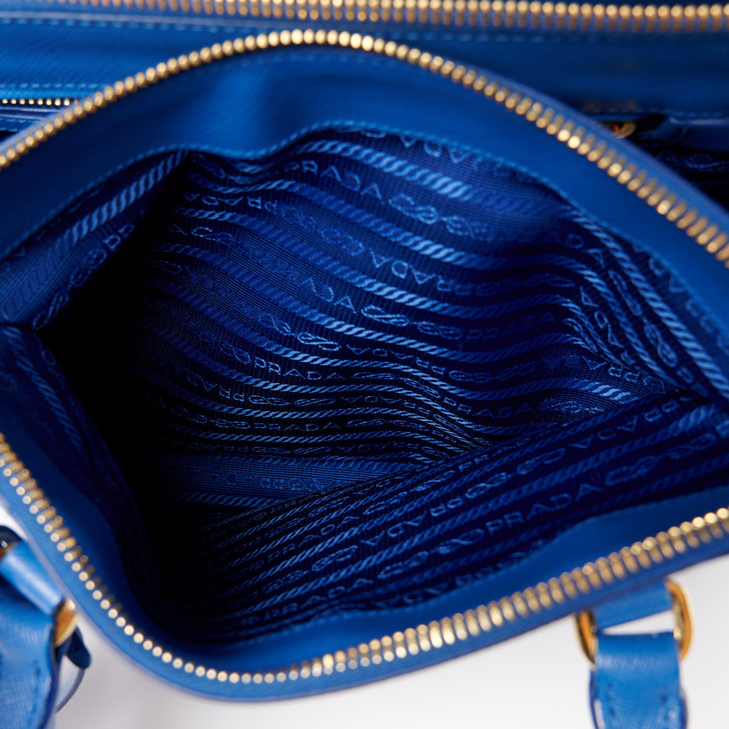 Prada Saffiano Lux Small Galleria Double Zip Tote Azzurro 8 of 14