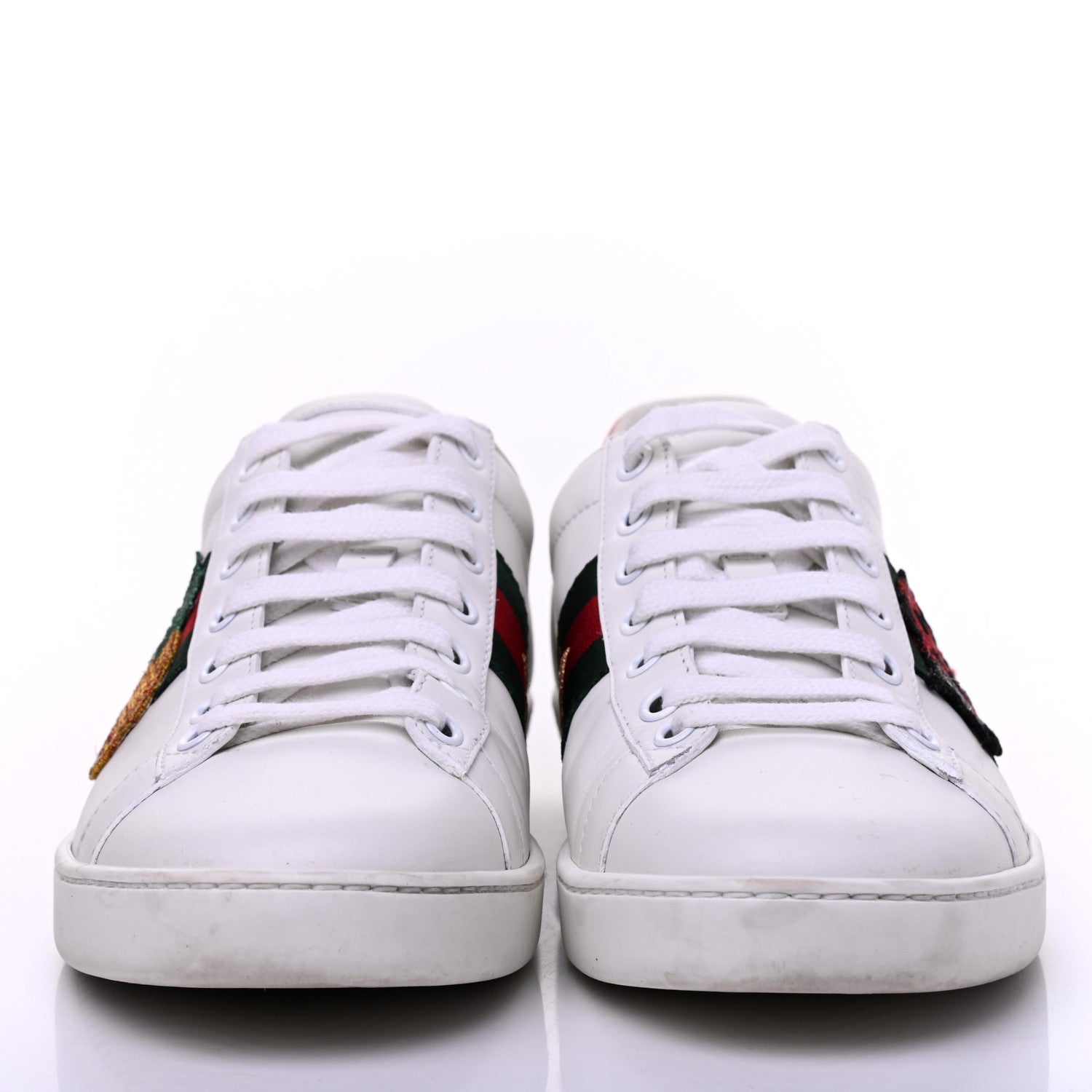 Gucci Calfskin Ayers Web Pineapple Ladybug Embroidered Womens Ace Sneakers 37.5 White 2 of 20