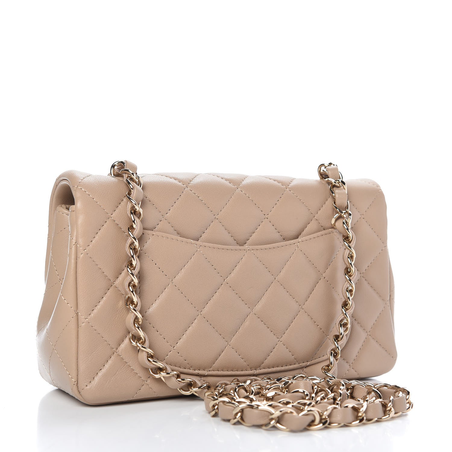 Chanel Lambskin Quilted Mini Rectangular Flap Dark Beige 3 of 10