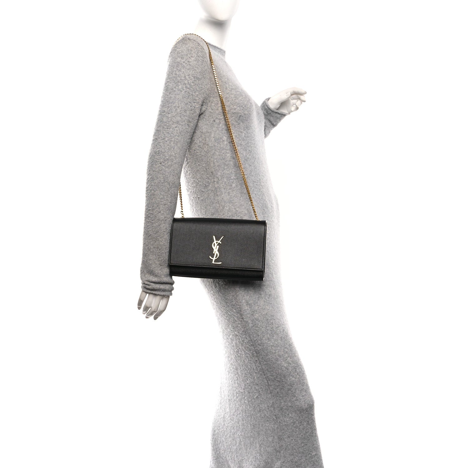 Saint Laurent Grain De Poudre Medium Classic Monogram Kate Satchel Black 2 of 11