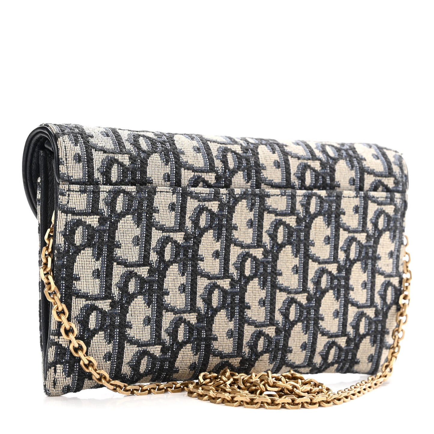 Oblique Saddle Chain Long Wallet Blue