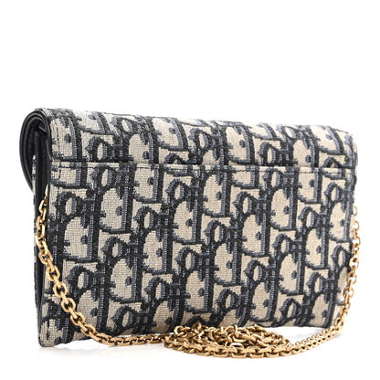 Christian Dior Oblique Saddle Chain Long Wallet Blue 3 of 12