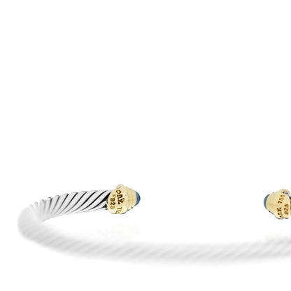 David Yurman Sterling Silver 18K Yellow Gold Blue Sapphire 4mm Cable Kids Birthstone Bracelet 3 of 3