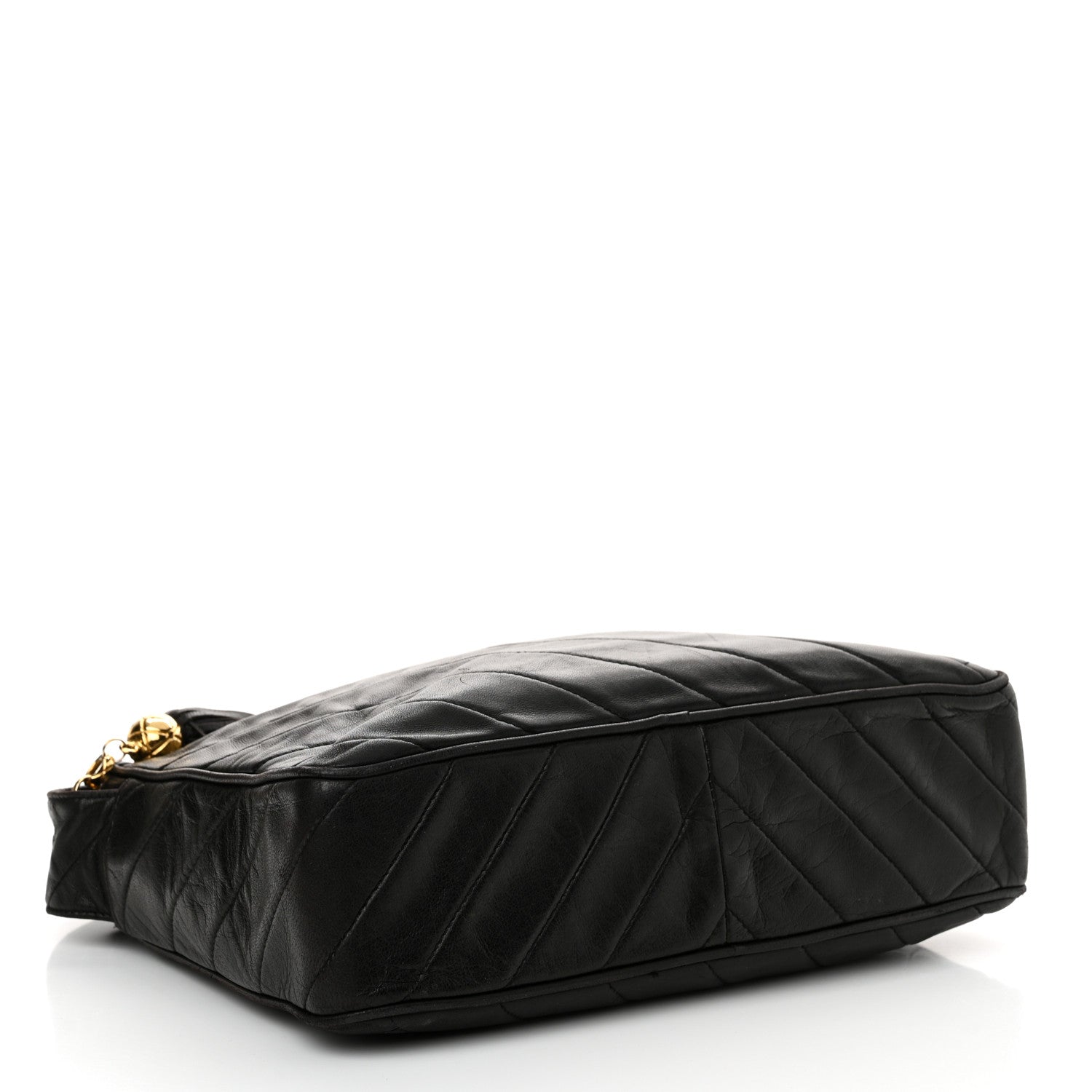 Chanel Lambskin Chevron Quilted Tassel Camera Case Black 4 of 12