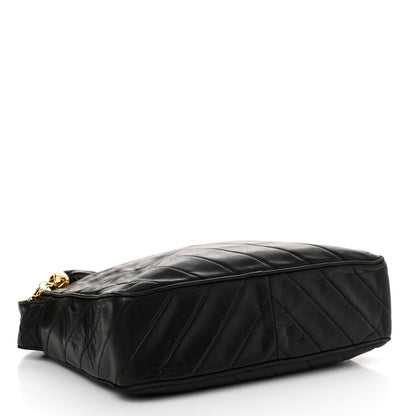Chanel Lambskin Chevron Quilted Tassel Camera Case Black 4 of 12