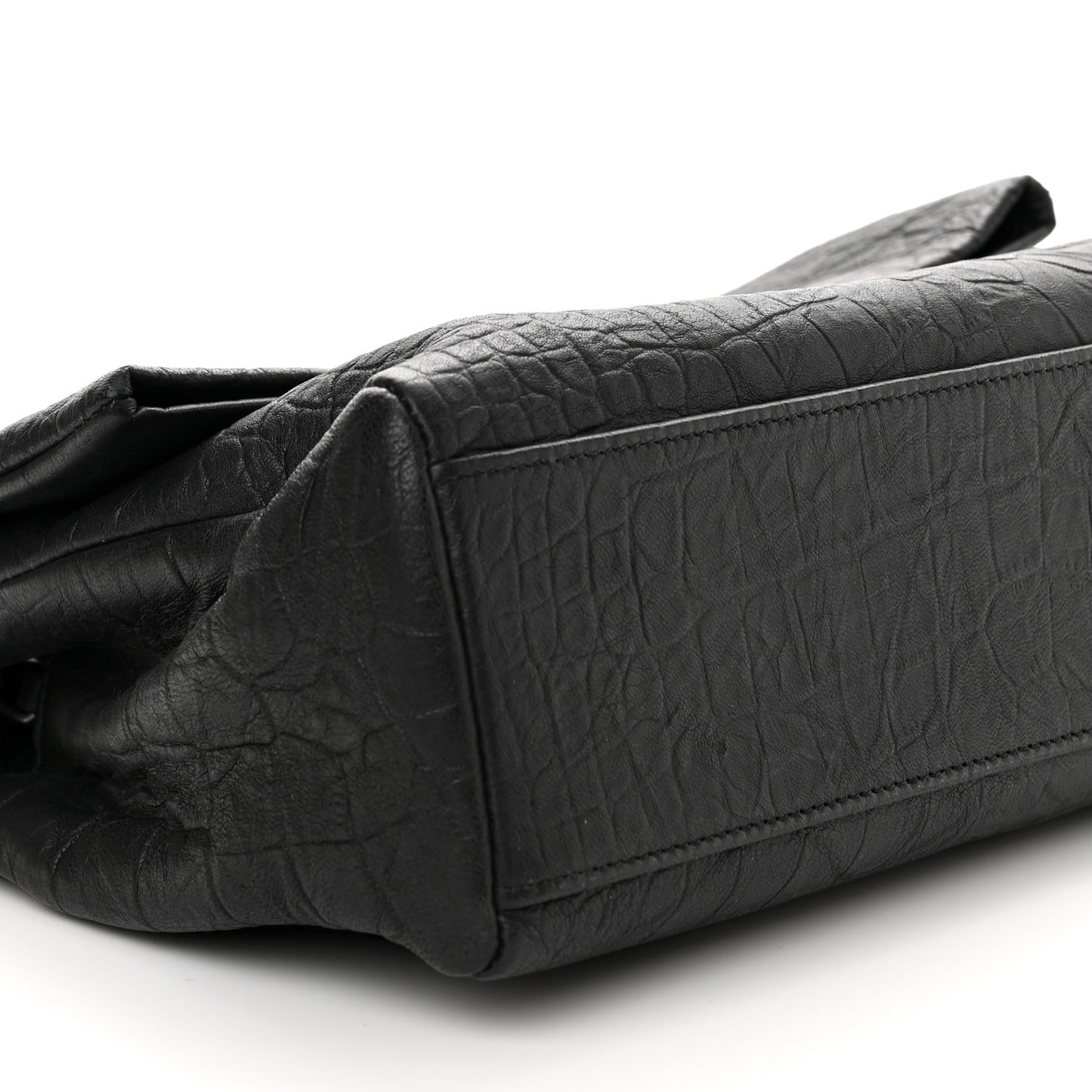 Calfskin Crocodile Embossed Medium West Hollywood Monogram Fold-Over Black