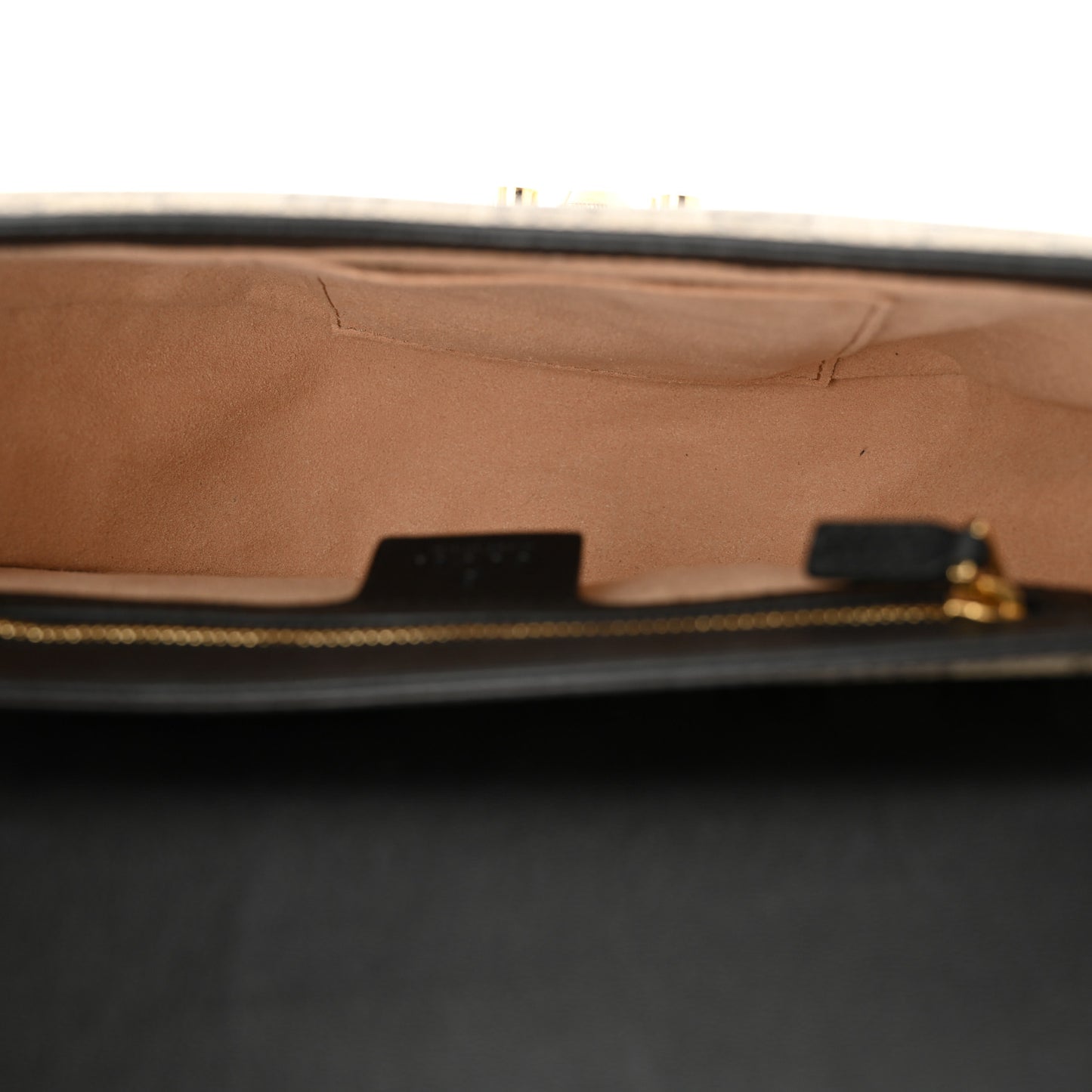 GG Supreme Monogram Calfskin Small Padlock Messenger Shoulder Bag Beige Black Cuir