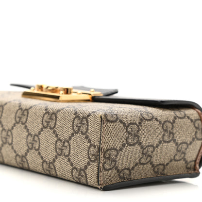 Gucci GG Supreme Monogram Calfskin Mini Padlock Top Handle Shoulder Bag Beige Black Cuir 10 of 10