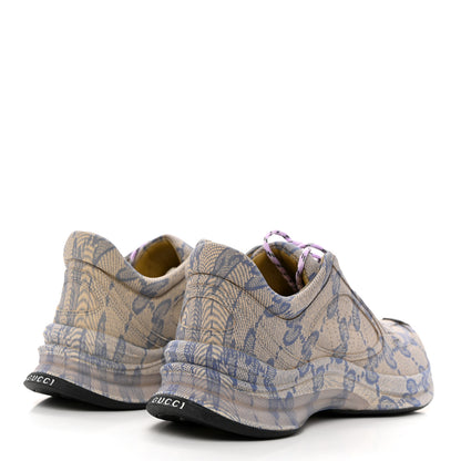 Gucci Ultralight Plume Calfskin Monogram Printed Mens Gucci Run Sneakers 10.5 Beige Blue 4 of 8