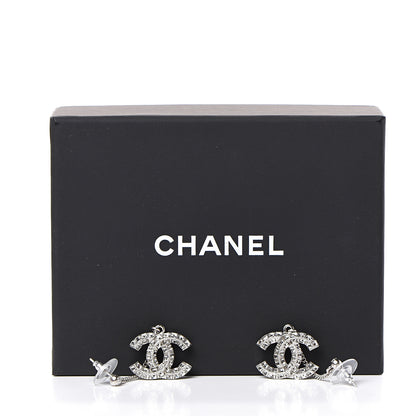 Chanel Baguette Crystal CC Drop Earrings Silver 5 of 5