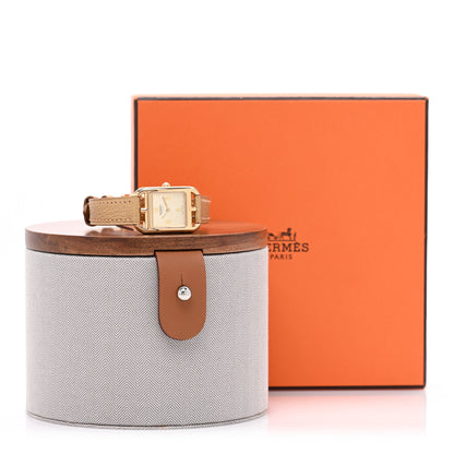 Hermes 18K Yellow Gold Chevre Chamkilight 21mm Cape Cod Quartz Watch Dore 5 of 5
