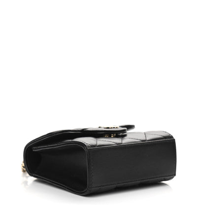 Chanel Lambskin Quilted Top Handle Flap Clutch With Chain Black 4 of 12