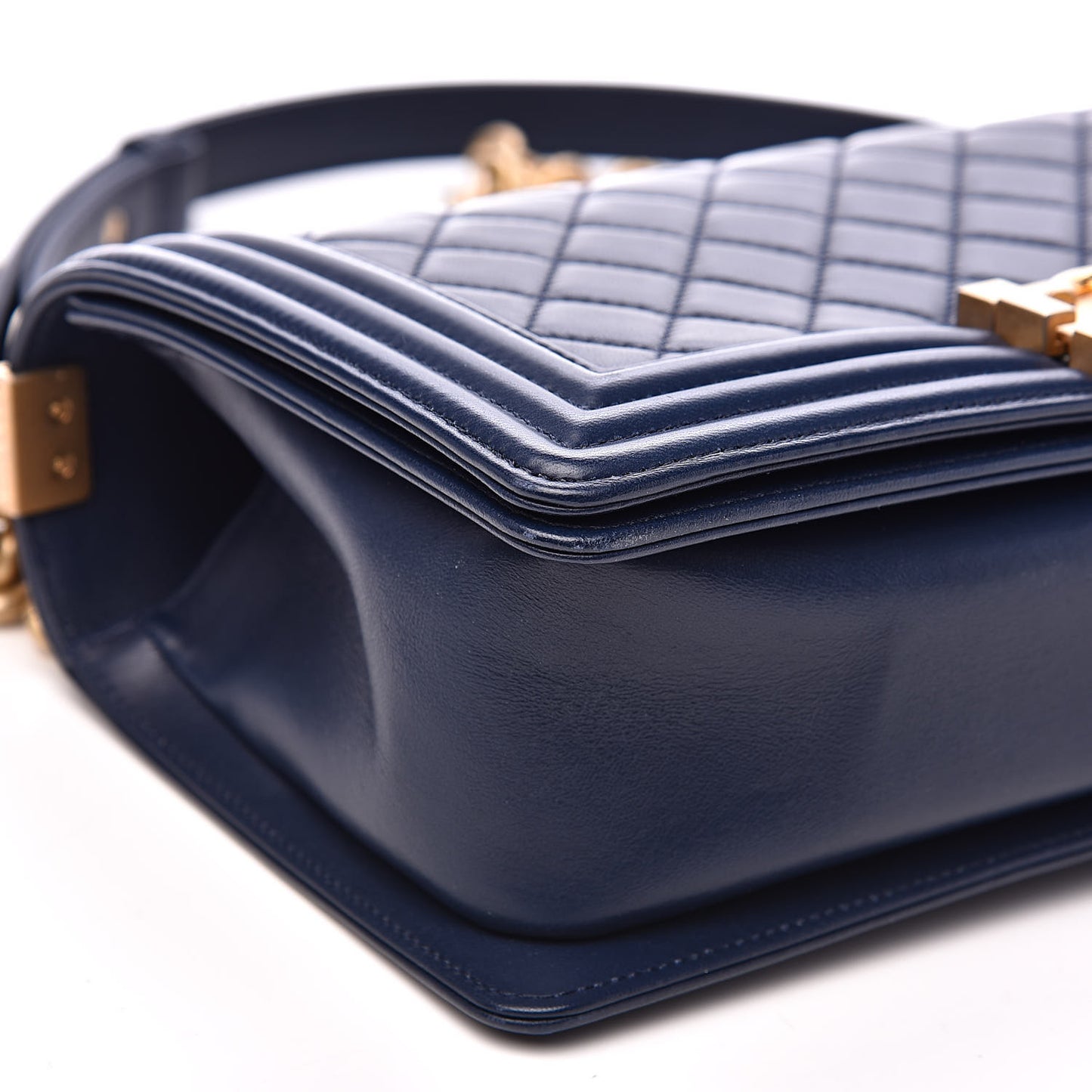 Lambskin Quilted Medium Boy Flap Dark Blue