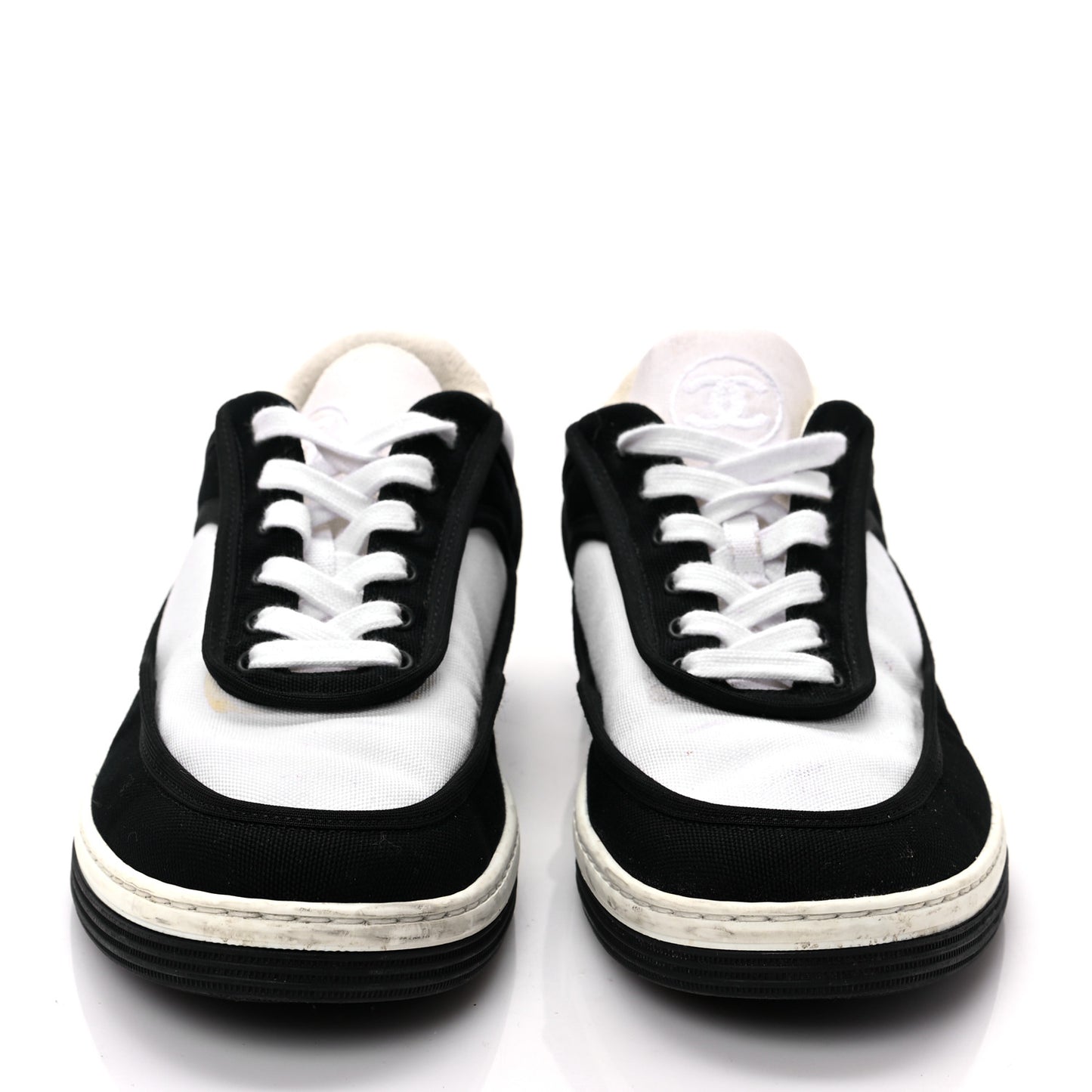 Fabric Womens Logo Sneakers 38.5 Black White