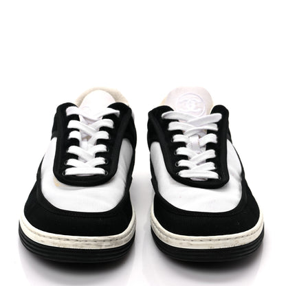 Chanel Fabric Womens Logo Sneakers 38.5 Black White 2 of 8