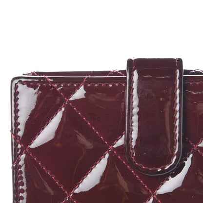 Chanel Patent Quilted Compact French Flap Wallet Dark Red 11 of 13